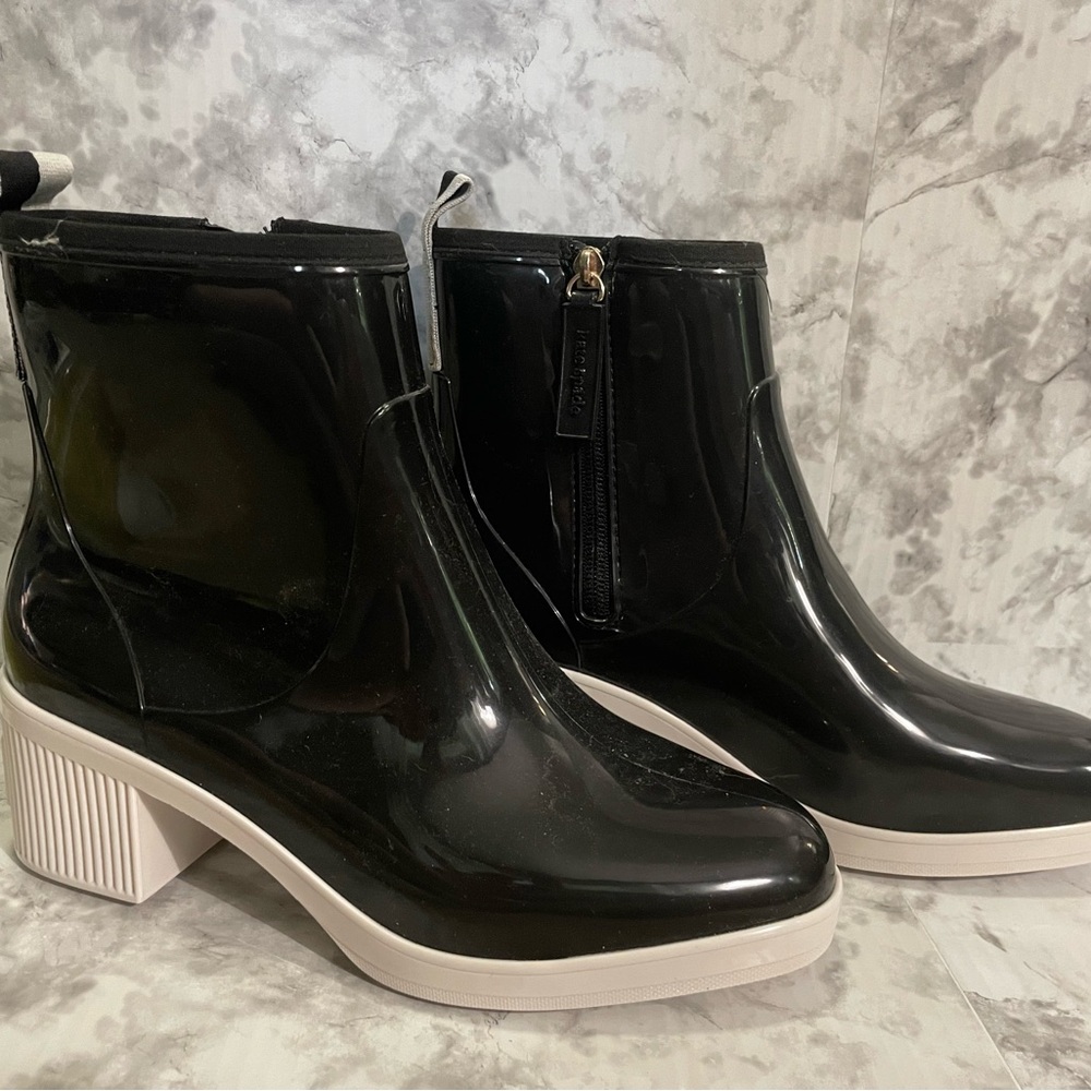 Kate Spade New York Women's Puddle Rain Boots Color Black Parchment Size 9